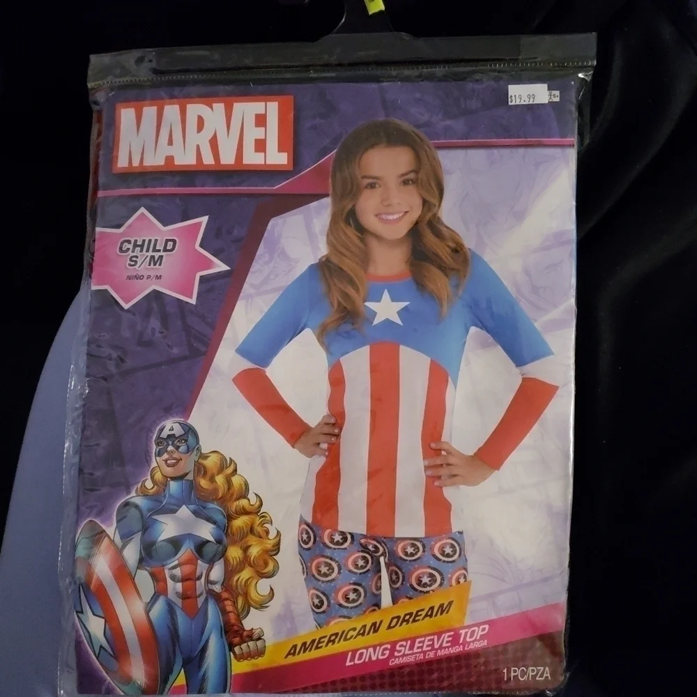 NWT Marvel Girl American Dream Captain America Long Sleeve Top Halloween Costume - Picture 3 of 4